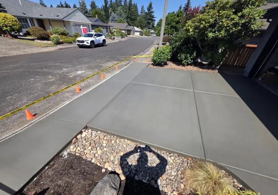 Newly poured concrete driveway